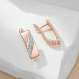 Kinel Square Wide Earrings 585 Rose Silver Mix Natural Zircon Ethnic Bride