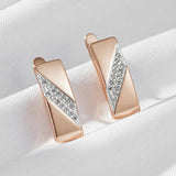 Kinel Square Wide Earrings 585 Rose Silver Mix Natural Zircon Ethnic Bride