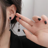 Long Tassel Star Earrings Vintage Goth Punk Asymmetrical Crystal Women's Y2K Jew