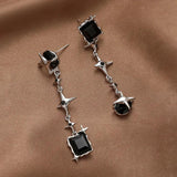 Long Tassel Star Earrings Vintage Goth Punk Asymmetrical Crystal Women's Y2K Jew