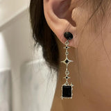 Long Tassel Star Earrings Vintage Goth Punk Asymmetrical Crystal Women's Y2K Jew