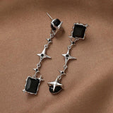 Long Tassel Star Earrings Vintage Goth Punk Asymmetrical Crystal Women's Y2K Jew