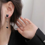 Long Tassel Star Earrings Vintage Goth Punk Asymmetrical Crystal Women's Y2K Jew