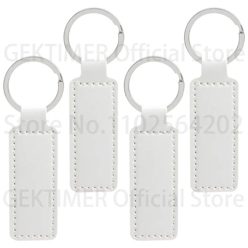 10Pcs Bright PU Leather Keychain Car Thread Small Gift Metal Pendant Key Chain