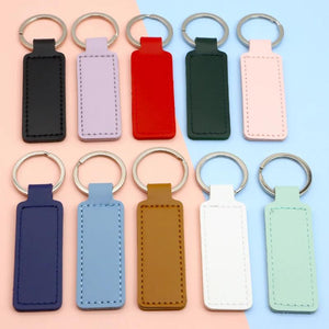 10Pcs Bright PU Leather Keychain Car Thread Small Gift Metal Pendant Key Chain