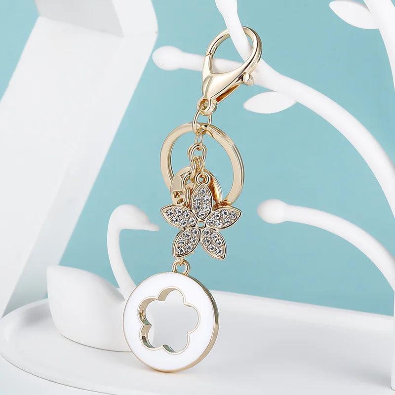 Creative Five Leaf Keychain Metal Key Ring Bag Charm Pendant