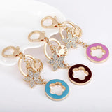 Creative Five Leaf Keychain Metal Key Ring Bag Charm Pendant
