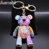 Colorful Crystal Big Bear Key Chain Rhinestone Bag Accessories Keyring N9029
