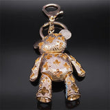 Colorful Crystal Big Bear Key Chain Rhinestone Bag Accessories Keyring N9029