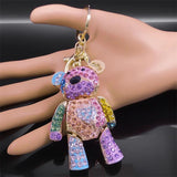 Colorful Crystal Big Bear Key Chain Rhinestone Bag Accessories Keyring N9029