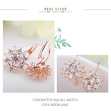 Flower Stud Earrings with Zircon Stone Women Birthday Gift JIE014