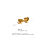 Heart Stud Earrings for Women Stainless Steel Metal Texture Waterproof