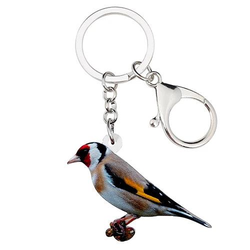 European Goldfinch Bird Key Chain Holder Ring Jewelry Women Girl Car Bag Pendant