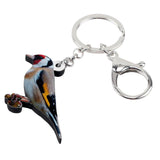 European Goldfinch Bird Key Chain Holder Ring Jewelry Women Girl Car Bag Pendant
