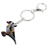 European Goldfinch Bird Key Chain Holder Ring Jewelry Women Girl Car Bag Pendant