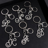 Crystal Alphabet Ball Keychain Silver Bling Letter Tassel Pendant