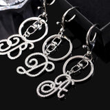 Crystal Alphabet Ball Keychain Silver Bling Letter Tassel Pendant