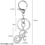 Crystal Alphabet Ball Keychain Silver Bling Letter Tassel Pendant