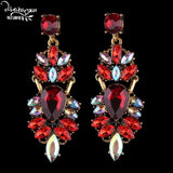 Purple Rhinestone Drop Dangle Earrings - Party Jewelry