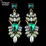 Purple Rhinestone Drop Dangle Earrings - Party Jewelry