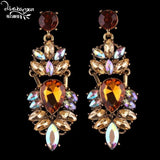 Purple Rhinestone Drop Dangle Earrings - Party Jewelry