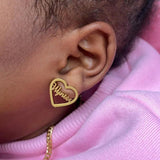 Personalized Heart Name Earrings for Kids