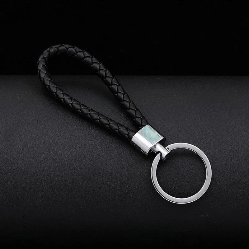 Braided PU Leather Keychain Car Key Ring Women Men Key Holder Wrist Hanging