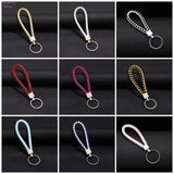 Braided PU Leather Keychain Car Key Ring Women Men Key Holder Wrist Hanging