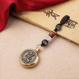 Vintage Copper Lucky Rope Keychain Pendant Brass Zodiac Buddha Car Keychain