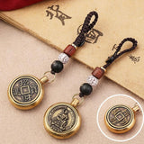 Vintage Copper Lucky Rope Keychain Pendant Brass Zodiac Buddha Car Keychain