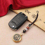 Vintage Copper Lucky Rope Keychain Pendant Brass Zodiac Buddha Car Keychain