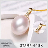 18K Yellow Freshwater Pearl Pendant Necklace Women with S925 Chain