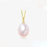 18K Yellow Freshwater Pearl Pendant Necklace Women with S925 Chain