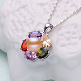 Freshwater Pearl Pendant Necklace 925 Silver for Women Party
