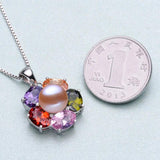 Freshwater Pearl Pendant Necklace 925 Silver for Women Party