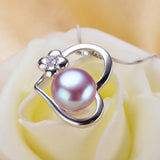 LACEY Freshwater Pearl Necklace Pendant, 925 Silver Heart Necklace