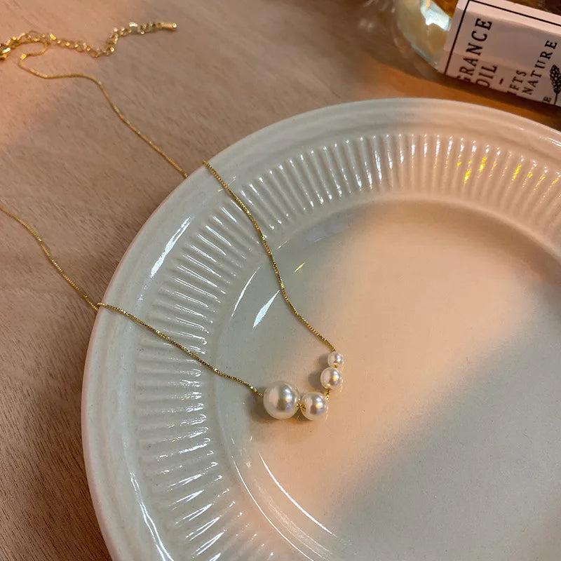 925 Silver Pearl Pendant Necklace Wedding Party Gift