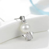 Natural Freshwater Pearl Pendant Necklace 925 Silver Fine Jewelry
