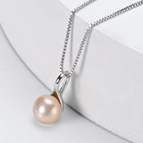 Spoon Shape Pink Purple Pearl Pendant Necklace