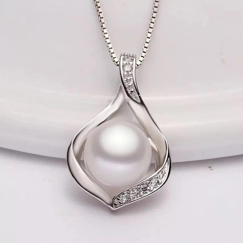 925 Silver Pearl Pendant Necklace for Women