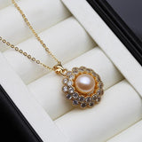 18k Plated Freshwater Pearl Necklace for Women - Elegant Pendant for Wife