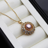 18k Plated Freshwater Pearl Necklace for Women - Elegant Pendant for Wife