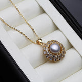 18k Plated Freshwater Pearl Necklace for Women - Elegant Pendant for Wife