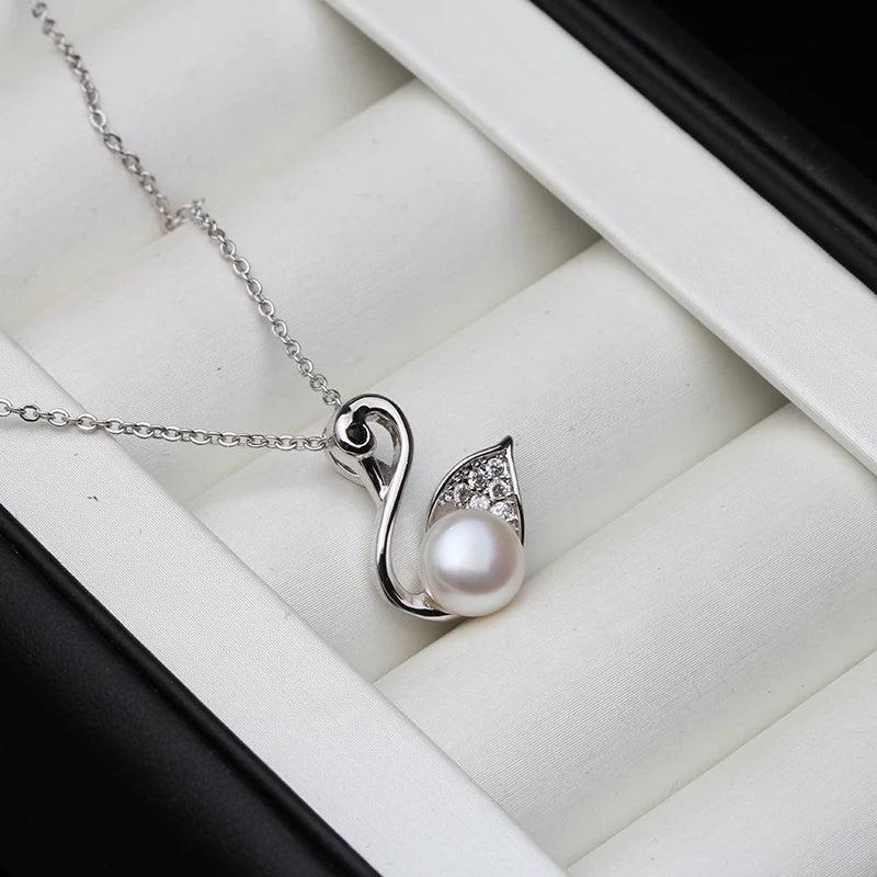 925 Silver Dolphin Pendant with Freshwater Pearl Necklace Gift