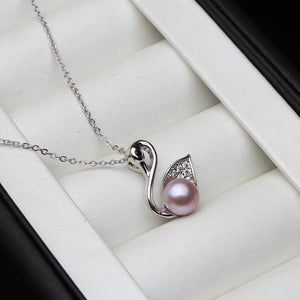 925 Silver Dolphin Pendant with Freshwater Pearl Necklace Gift