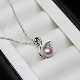 925 Silver Dolphin Pendant with Freshwater Pearl Necklace Gift
