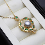 Natural Pearl Necklace 18k Plated Pendant Girl Birthday Gift