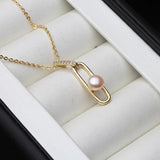 S925 Silver Pearl Necklace Clip Pendant Chain Fine Jewelry Women Gift