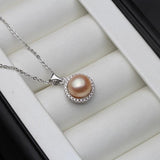 925 Silver Circle Necklace, Freshwater Pearl Pendant