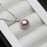 925 Silver Circle Necklace, Freshwater Pearl Pendant